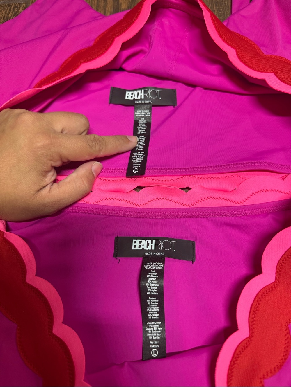 Beach Riot Marin Harriet Pink Wave Swimsuit Set SZ Top: XL B: Large - Picture 7 of 7